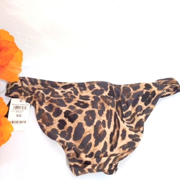BAR III BEACH CHEETAH BLACK NATURAL HIPSTER BIKINI BOTTOM SIZE XS NWT - Picture 4 of 5